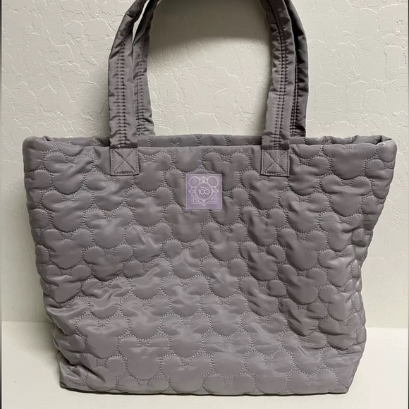 Disney Handbags - Disney 100 Gray Tote Bag - Quilted Mickey Embroidered Tote Bag - Lined